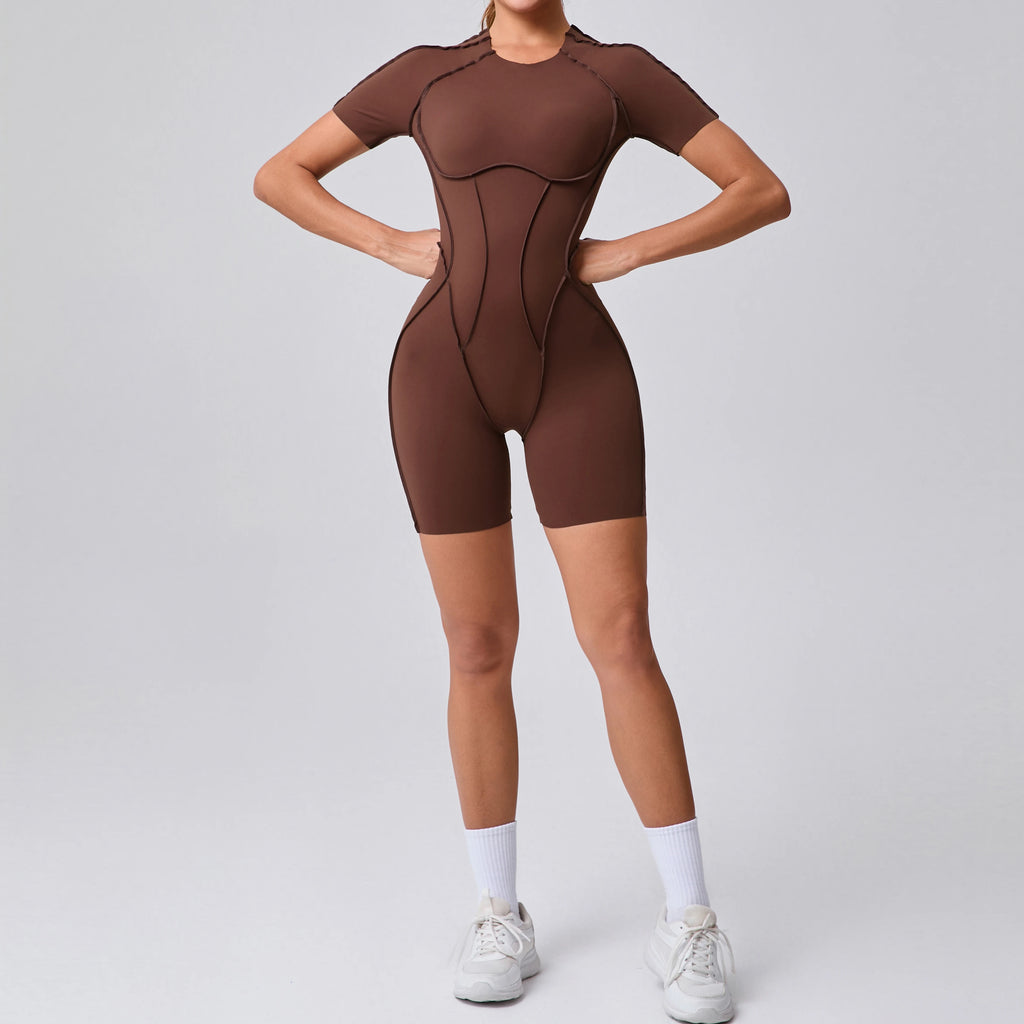 Women Backless Scrunch Butt Short Jumpsuit Gym Yoga Romper