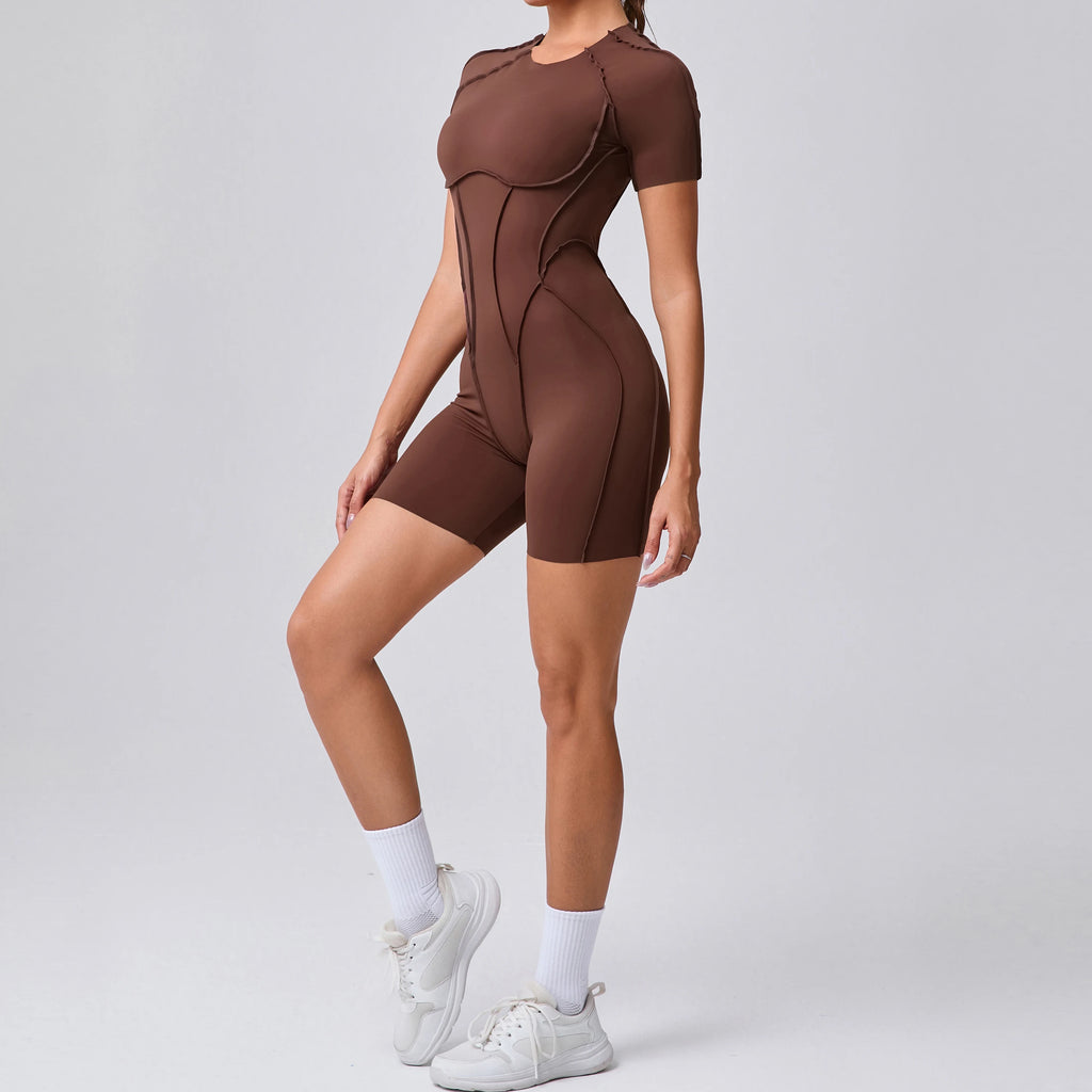 Women Backless Scrunch Butt Short Jumpsuit Gym Yoga Romper