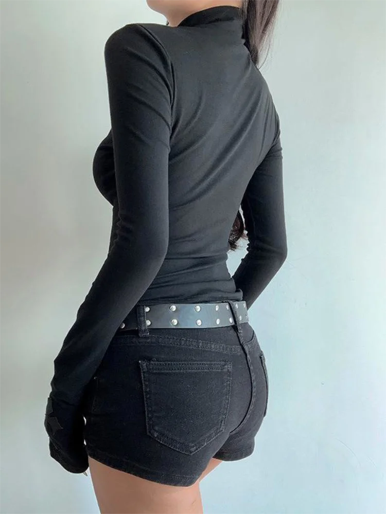 Y2K Cross Hollow Turtleneck Long Sleeve Sexy - ZARAÉ