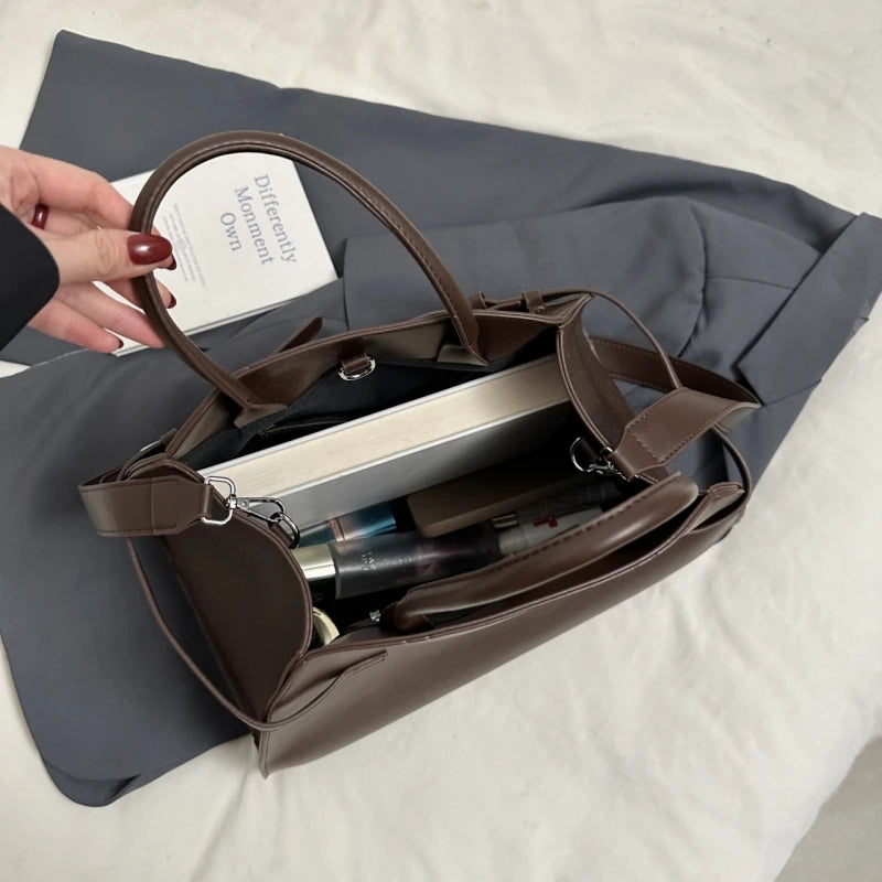 Luxury Large Women Tote Top-Handle Pure Color Shoulder Bag - ZARAÉ