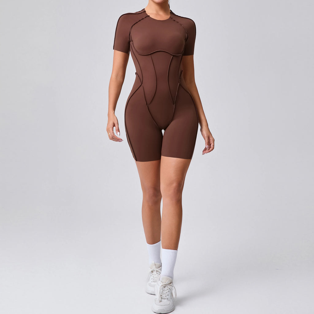 Women Backless Scrunch Butt Short Jumpsuit Gym Yoga Romper