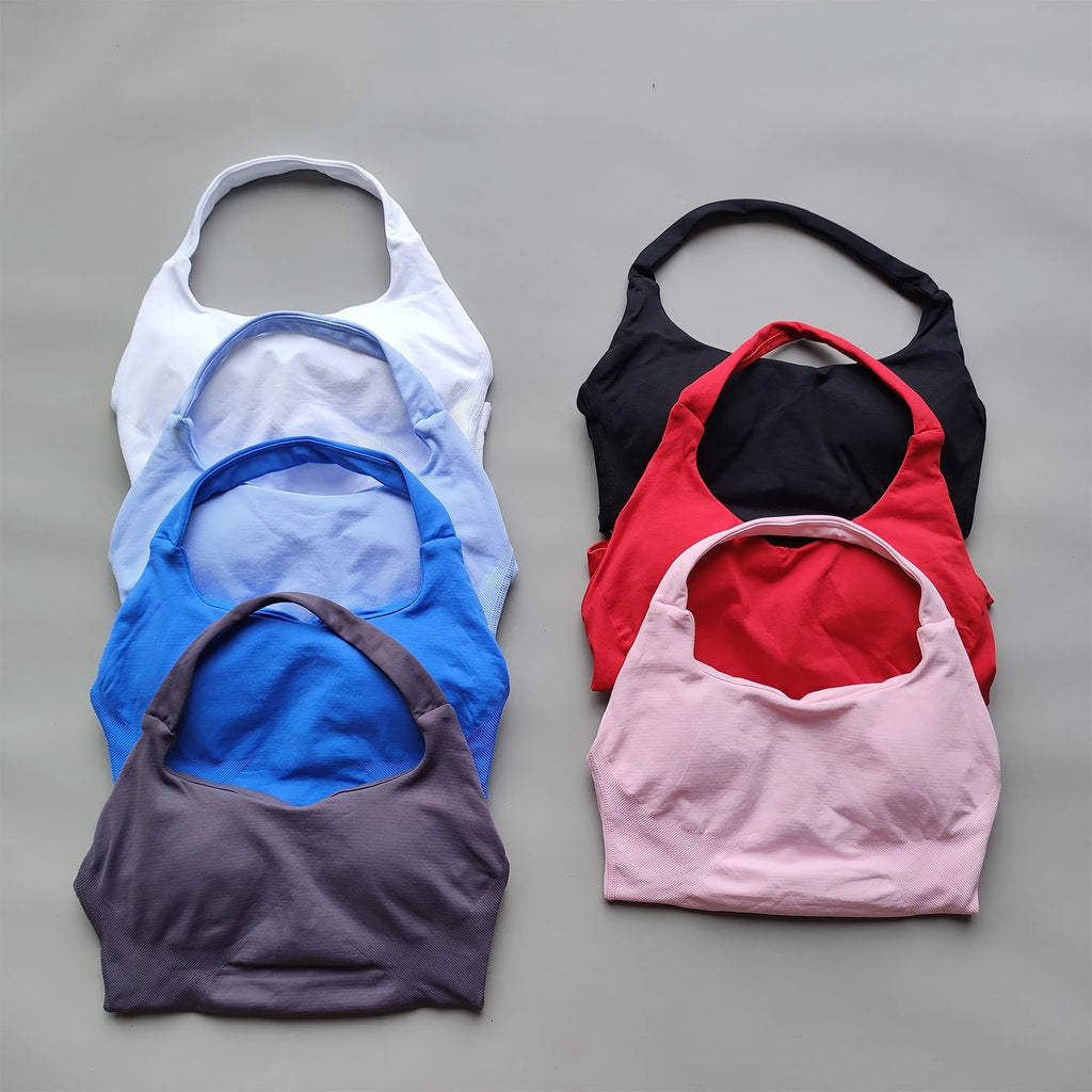 ARFTE Halter Sports Bra Women Backless Push Up Gym Tank Top