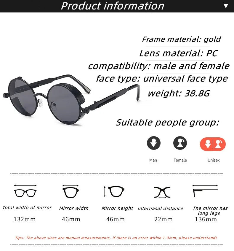 Steampunk Round Sunglasses – Unisex Retro Vintage ZARAÉ